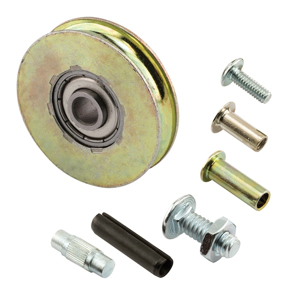 Prime-Line Steel Patio Sliding Door Roller Kit, 1-1/2 in. Concave Roller, Yellow Zinc (1 Pair) D 1797 - main